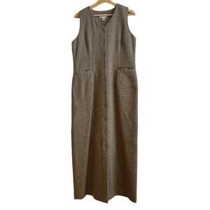 Talbots Vintage 90s 2000s houndstooth wool button front pinafore dress 8